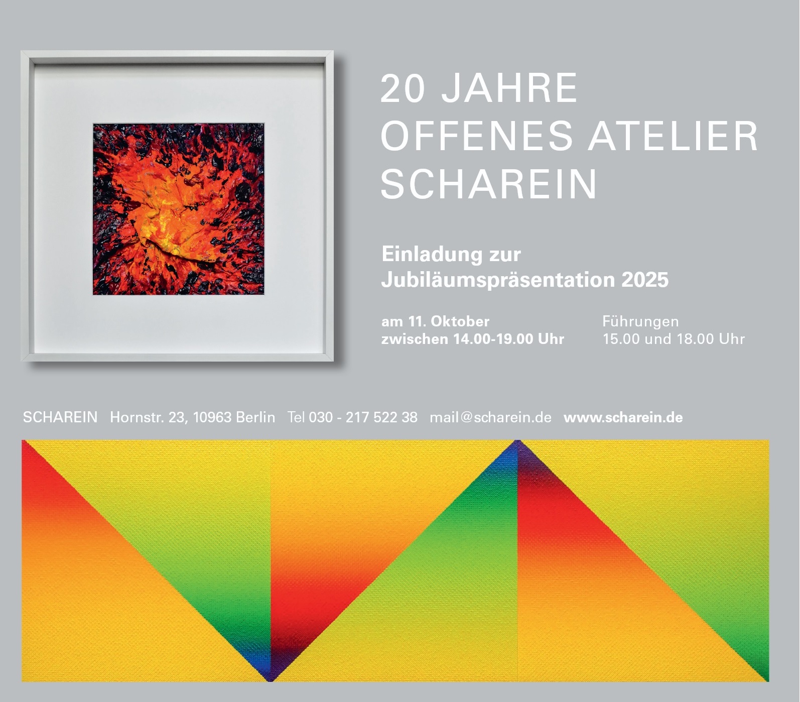 Einladungskarte Offenes Atelier Scharein 2025
